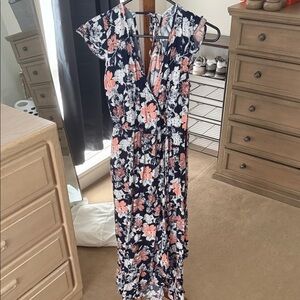 Floral Navy and Pink Women's Dress